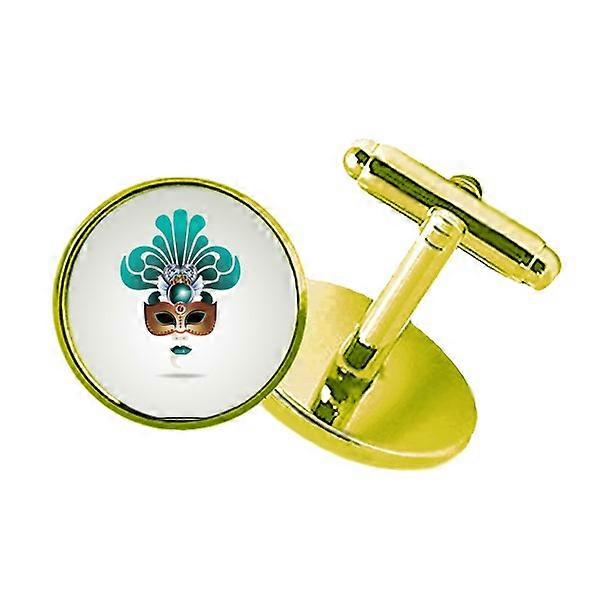 ヴェネツィアスタッズビジネスメタルカフリンクスゴールデンのシアンヘッドハッピーカーニバル