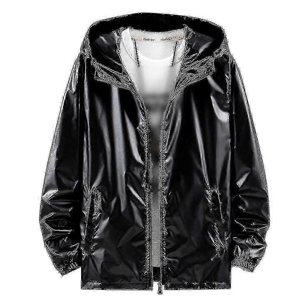 Mens Shiny Waterproof Hooded Jacket