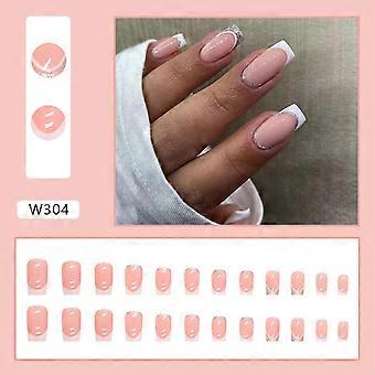 Medellång Rosa Fyrkantig Falska Naglar Vårutflykt Långvarig Hållbar Nagel Gelé Lim Modell