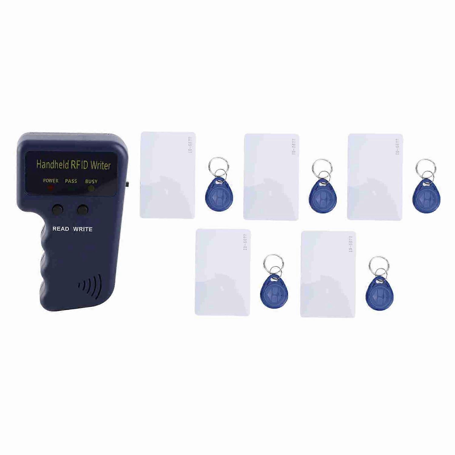 Handheld 125Khz Card Copier Writer Proximity Card Duplicator Cloner with 5pcs T5577 Key Fob and 5pcs