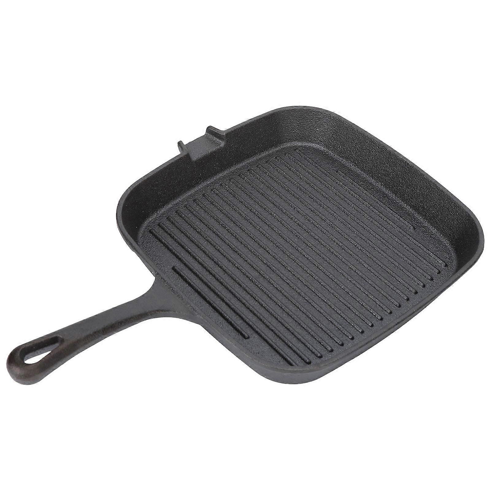 Grill Pan Nonstick Design Resistant Handle Fast Heat Conduction Iron Stripe Frying Steak Skillet for Home Kitchen