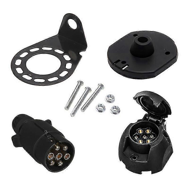 12v 7pin Trailer Plug Socket Connector Adapter Bracket For Cara Trucks Rv Boa