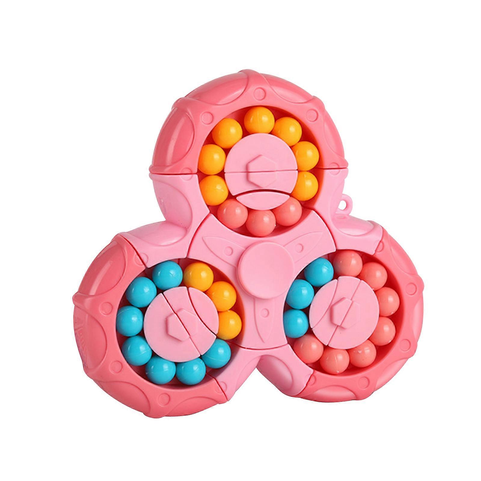 6面ピンクの魔法豆パズルキューブ:子供と大人のためのスピナーおもちゃ