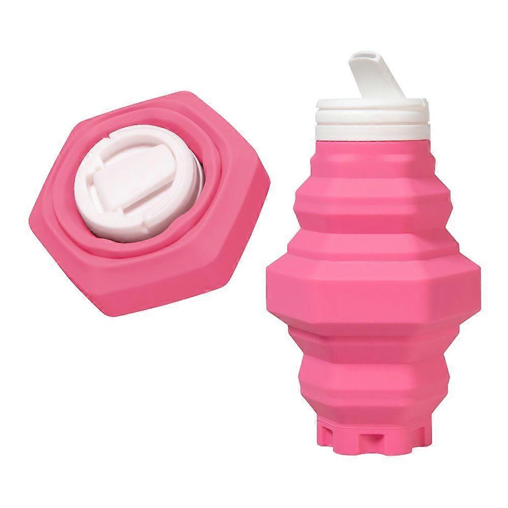 Cycling Travel Portable Silicone Folding Kettle Pagoda Cup 500ML Pink