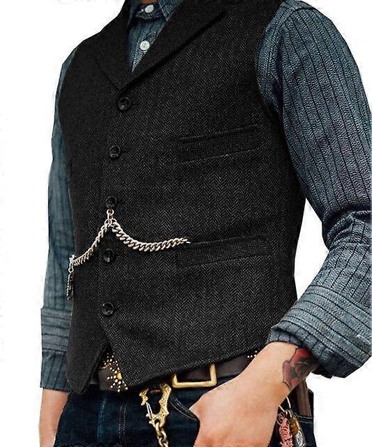 Men's Suit Vest Brown Herringbone Wedding Waistcoat Steampunk Style