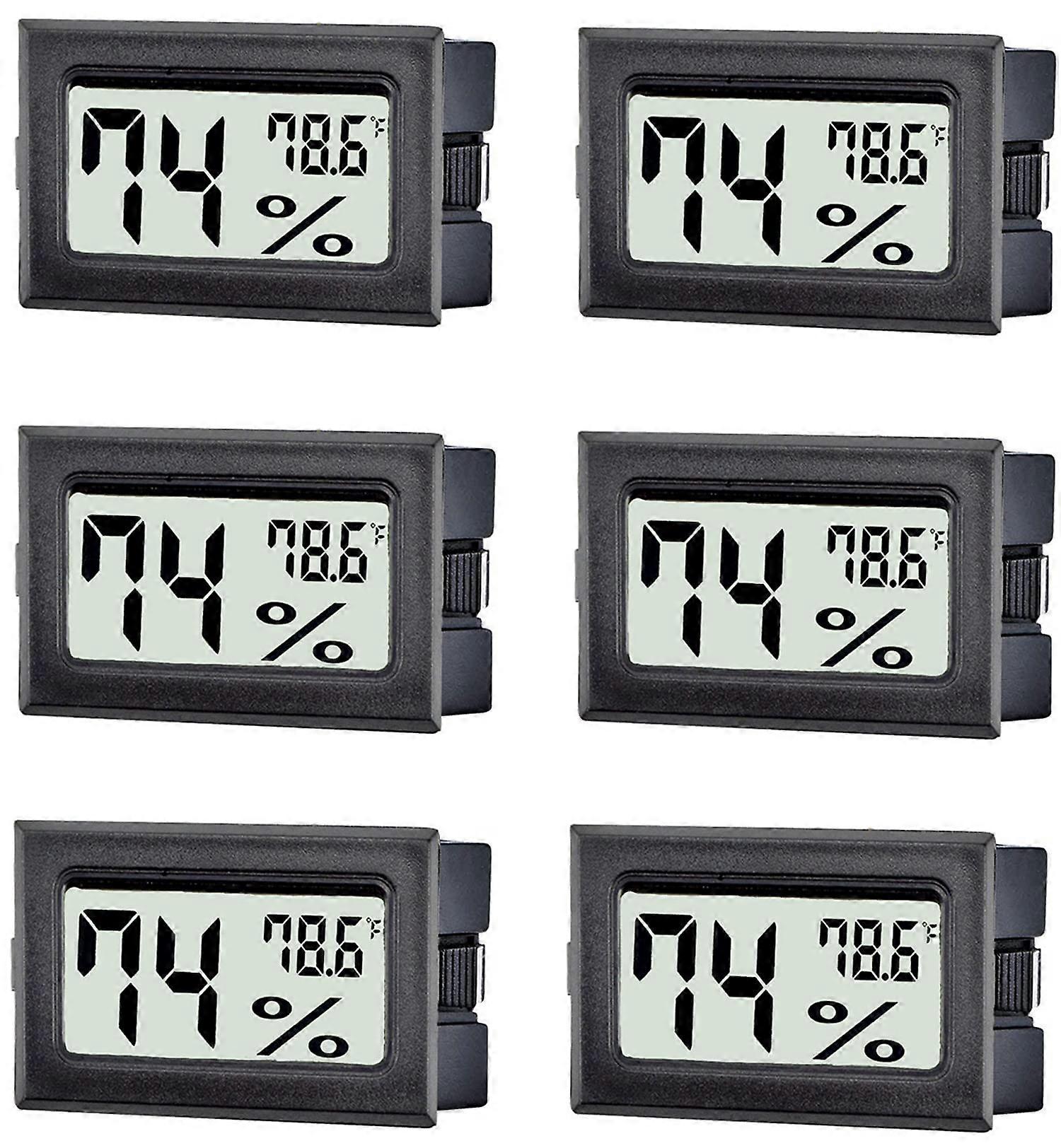 6 Pack Mini Digital Thermometer Hygrometer for Indoor Home Greenhouse Use, Accurate Readings, Compact Size, Easy to Read Display