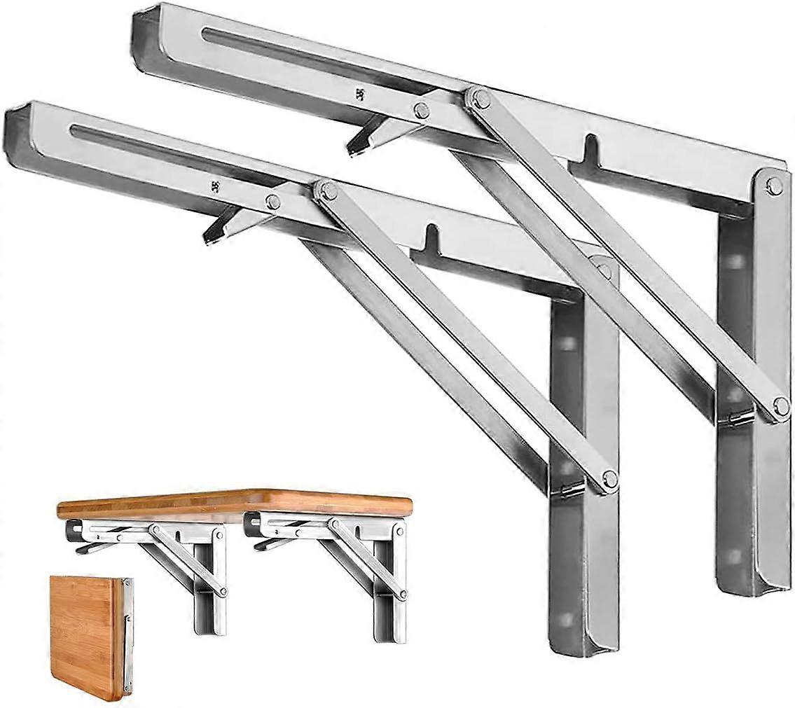 2pcs Folding Shelf Brackets - Heavy Duty Metal Collapsible Triangle Shelf Bracket, Diy Wall Mounted Folding Table Hinge, Save bench space