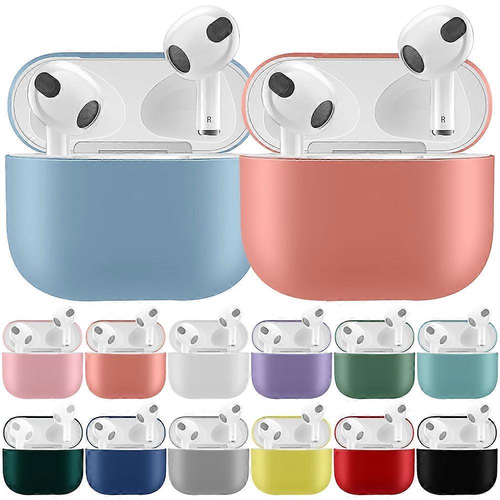 Solid Color Silicone Earphone Protective Case for AirPods 3(Light Blue)