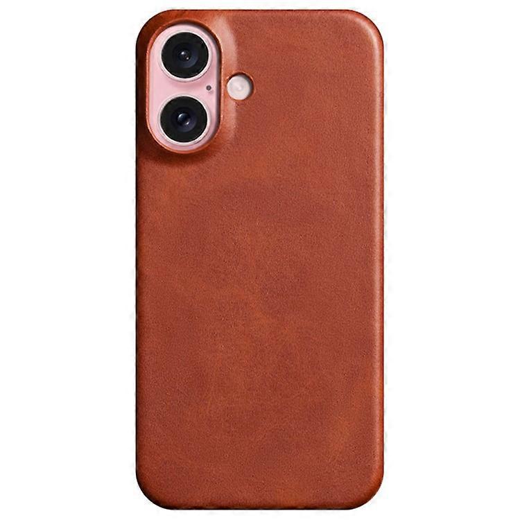 Compatible For iPhone 16 Case Calf Texture PU Leather Hard PC Protective Phone Cover