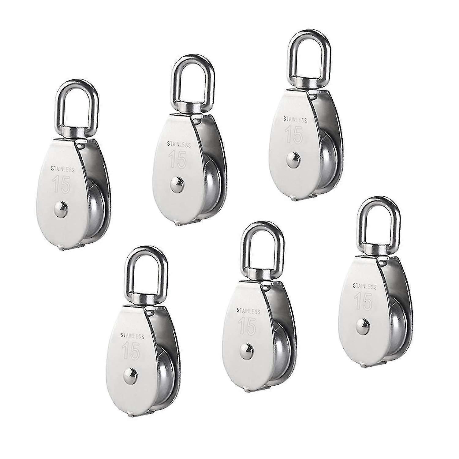 M15 304 Rostfritt stl Single Remskiva Block Rulle - Slt vajer Kabel Laddningsremskiva (Set med 6)