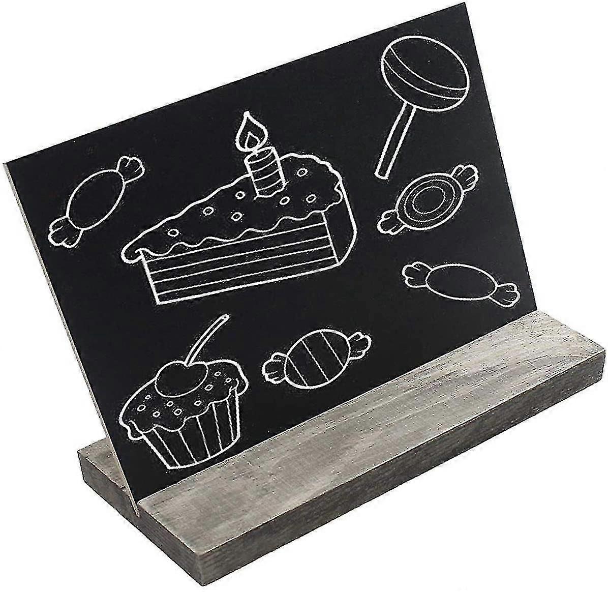 15.3x12.7x4.6cm Mini Tabletop Chalkboard Signs With Rustic Style Wood Base