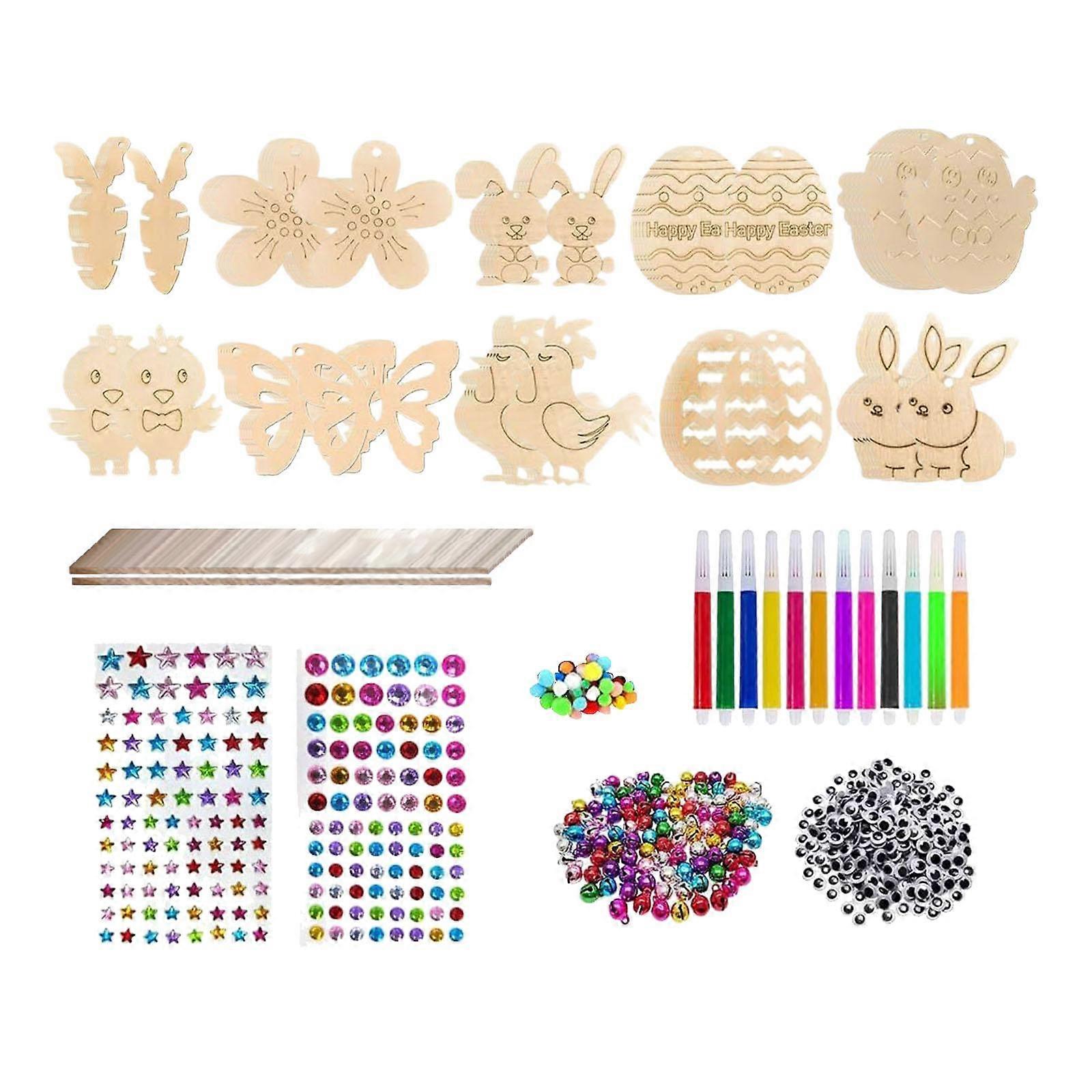 Easter Wood Slices Easter Decorations Art Pendant for Spring Easter Birthday