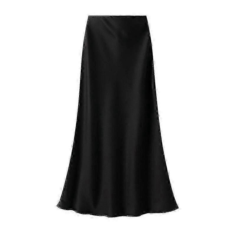 Fusta midi din satin cu talie inalta fuste lungi pentru femei