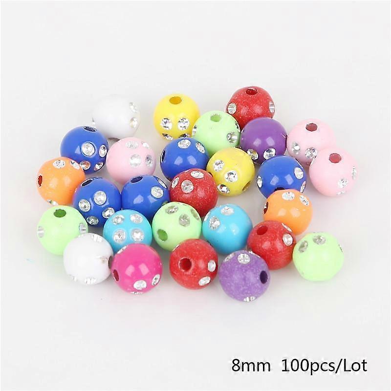100pieces 8mm Shiny Acrylic Beads for Jewelry Making DIY Handcraft Bracelet Department