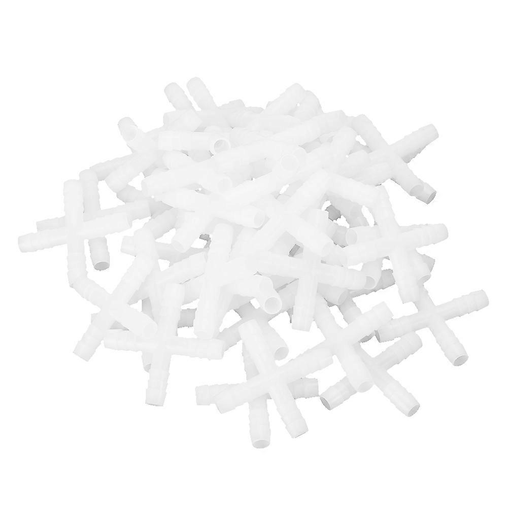 8mm 4 Way Connector Chicken Water Line Fittings - 50pcs Plastic Pipe Splitter for Poultry Watering Systems