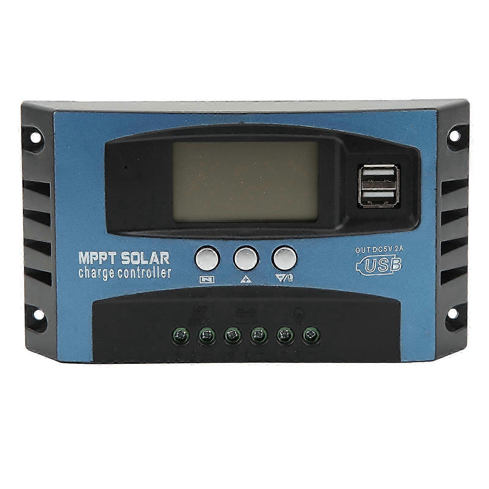 Solar Charge Controller LCD Display 2 USB Output Over Current Protection Solar Panel Regulator 12 24V Self Adaption 100A