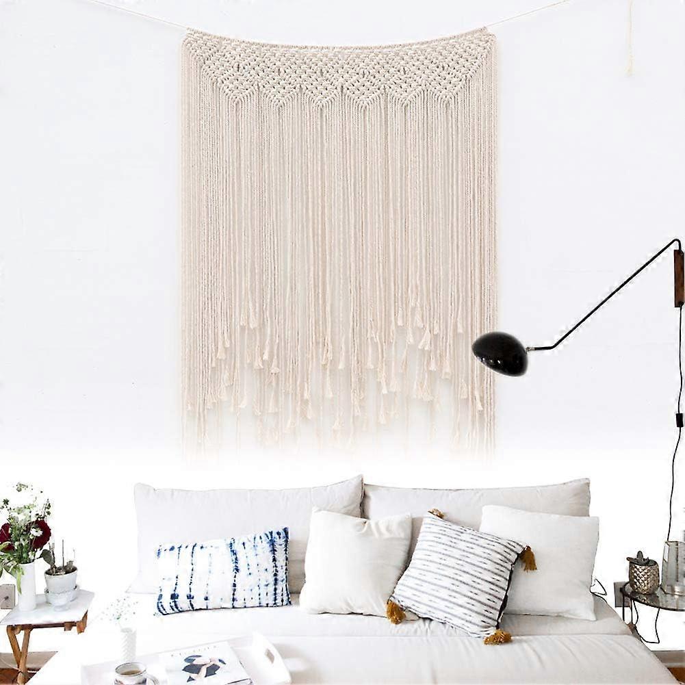 Macrame Wall Hanging Decoration Cotton Handmade Woven Tapestry Door Curtain Boho Wall Hanging Decoration, 115 x 100cm