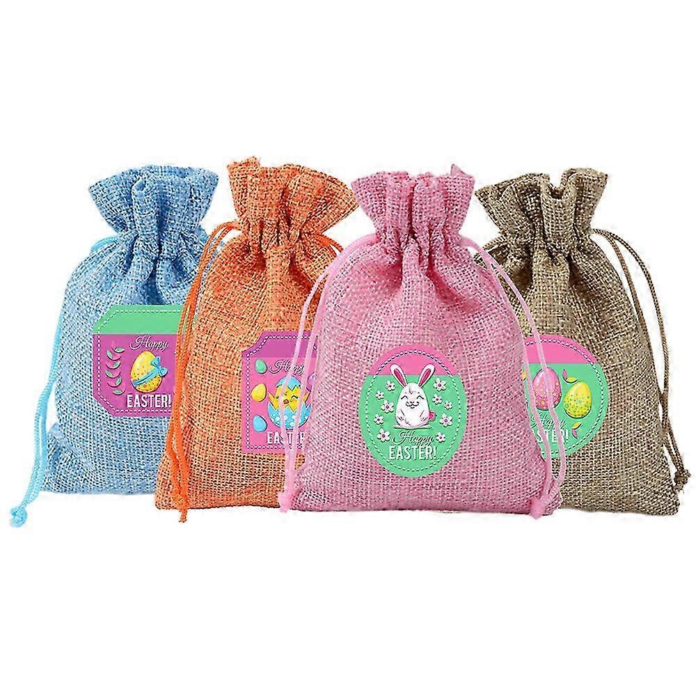 Easter candy bag Gift box Rabbit egg burlap bundle pockets 12 Storage set for Easter gifts