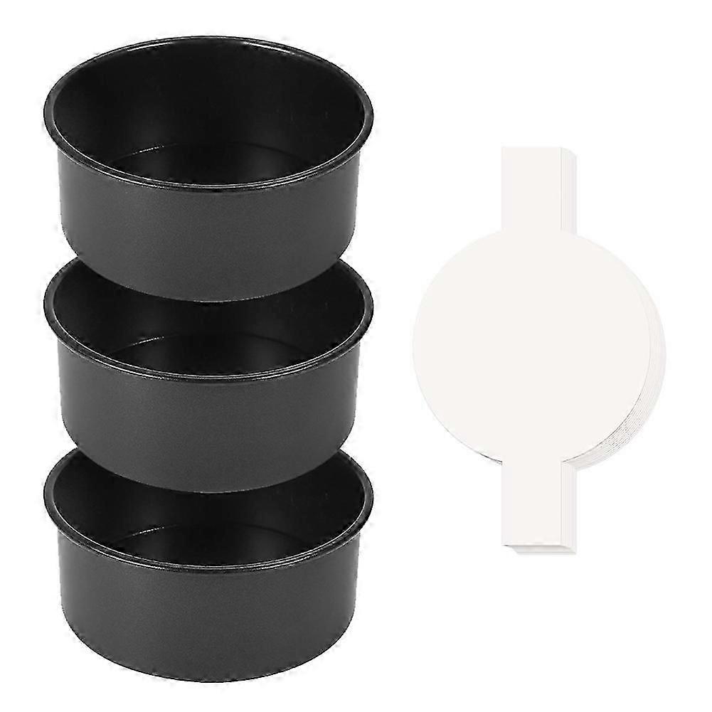 6インチケーキパン - 3個入り丸型ケーキパン、パーチメントペーパー100枚付き、ノンスティックケーキベーキングパン、食器洗い機対応