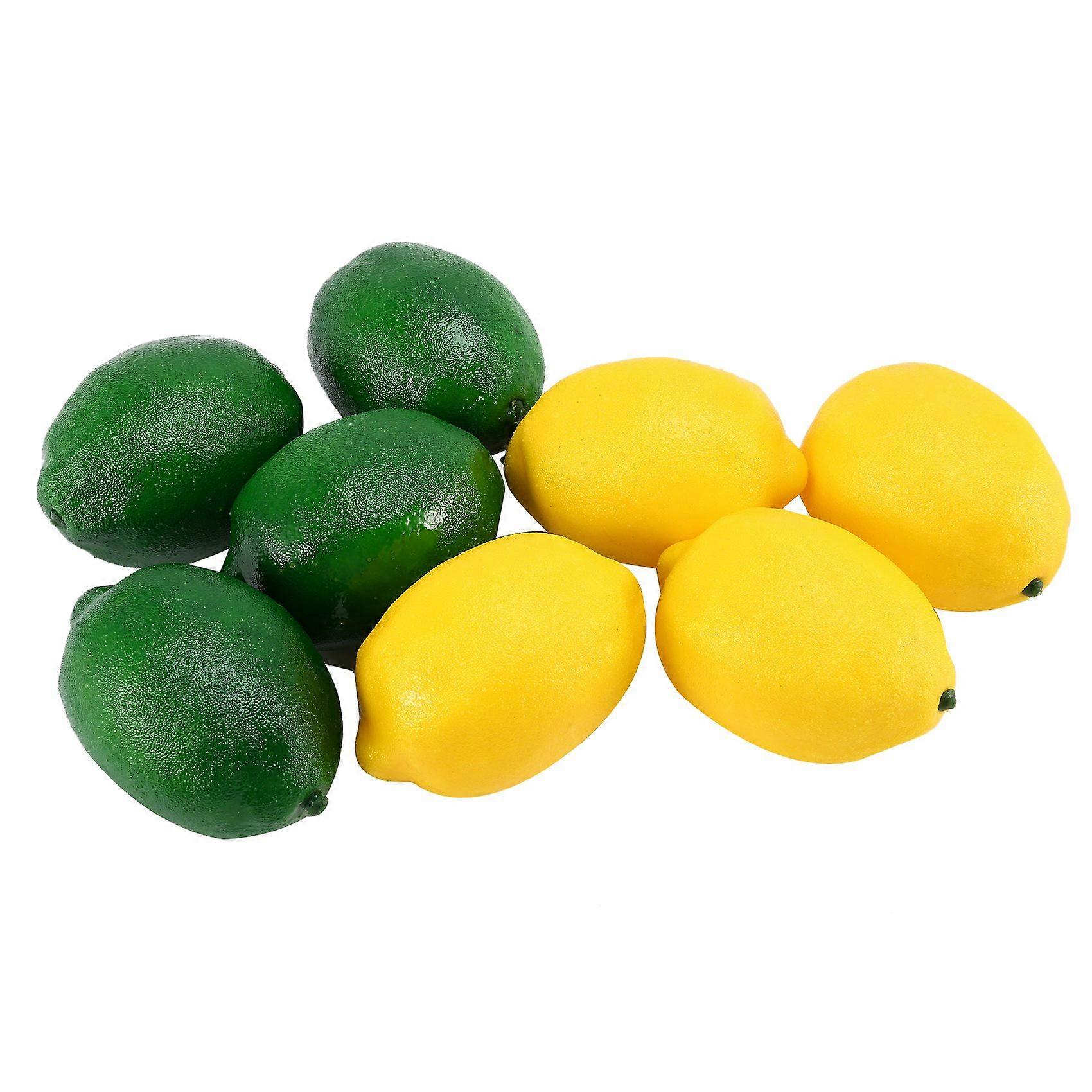 8 Pack Artificial Fake Lemons Fruit , Yellow and Green