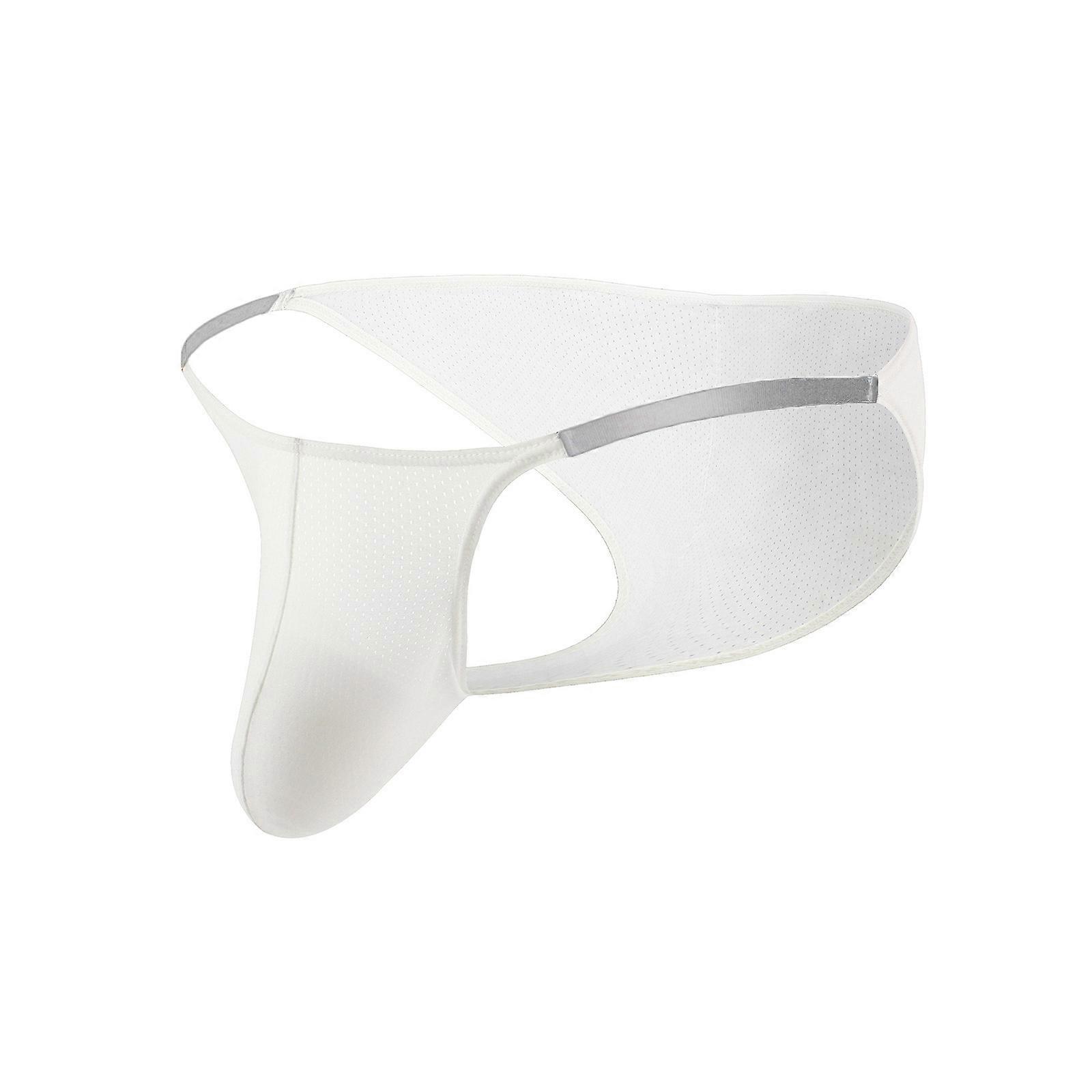 Hommes String Sous-vêtements Bulge Pochette Sous-vêtements Confortable Respirant Taille Basse G String Sous-Vêtements Culottes Cadeaux Blanc XL