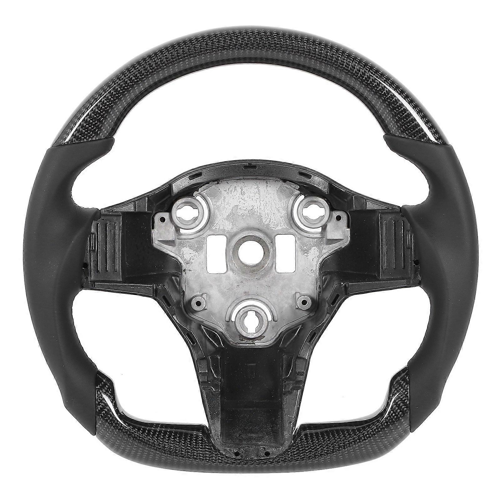 Carbon Fiber Steering Wheel Full Nappa Leather Grips Fit for Tesla Model 3 2017-2020
