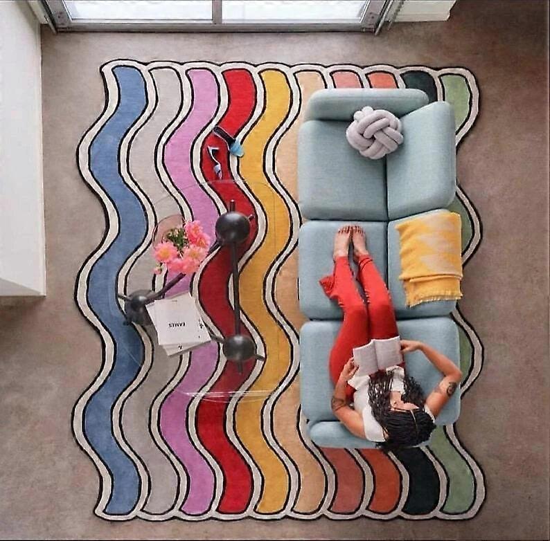 Wavy Rainbow Modern Rug