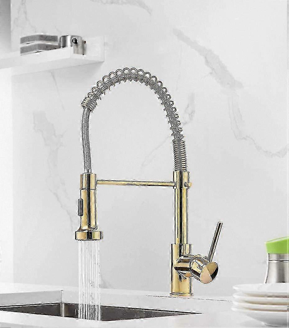 360-Degree Swivel Gold Kitchen Sink Faucet with Mixer Function
