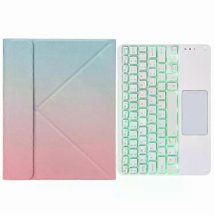 Bluetooth Keyboard Leather Case for iPad Pro 11" & Air 10.9"-Touch Backlight,Three-Fold Holder,Rainbow & Pink Blue Options Pink Blue