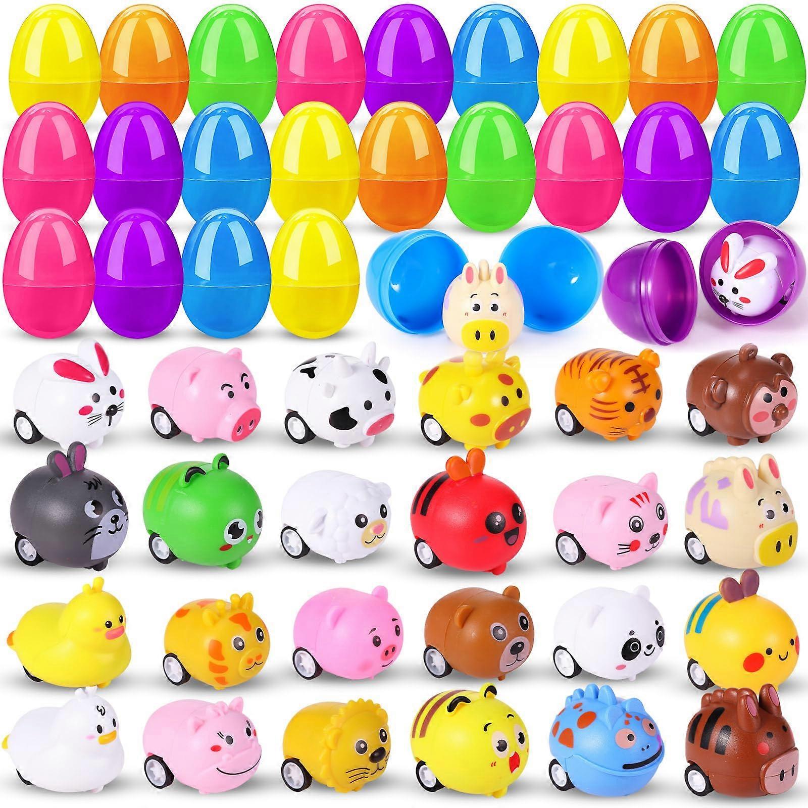 48 PCS Prefilled Easter Eggs Assorted Colors for Easter Egg Hunt Party Favors with Toys and Candy Inside