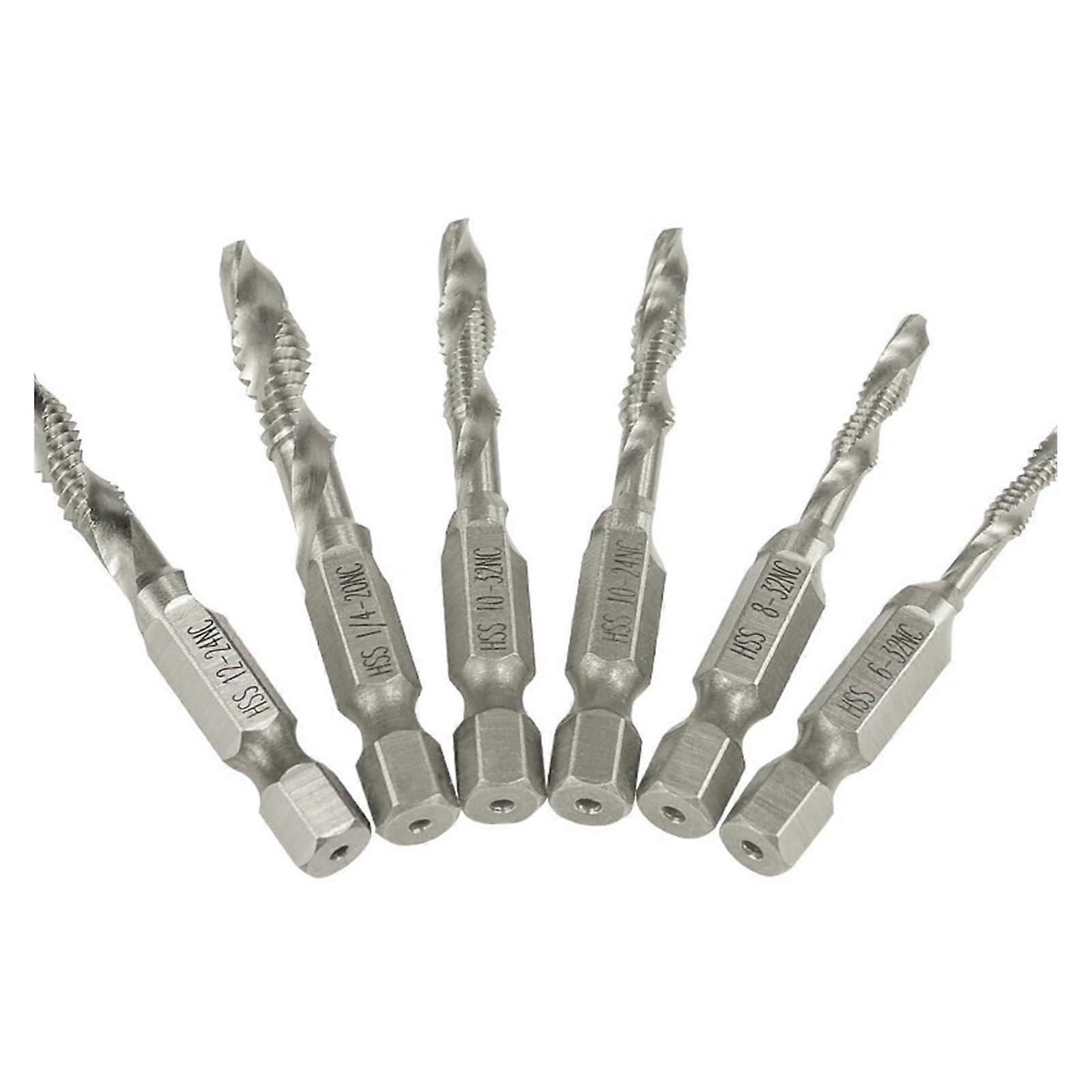 1/4 Hex Shank Composite Tap 6-32 8-32 10-24 10-32 12-24 1/4-20 HSS Machine Tap Spiral Point Thread Drill Tools (Color : 12I24 NC)