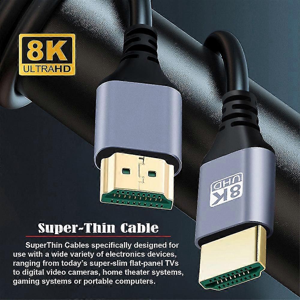 Compatibility-HDMI 2.1Ultra Thin HDTV Cable 8K 4K Hyper Super Flexible Slim Cord