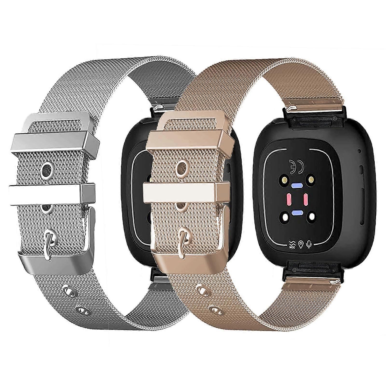 2 Pack Metal Bands Compatible with Fit bit Versa /Fit 3 bit Versa 4 /Fit bit Sense 2