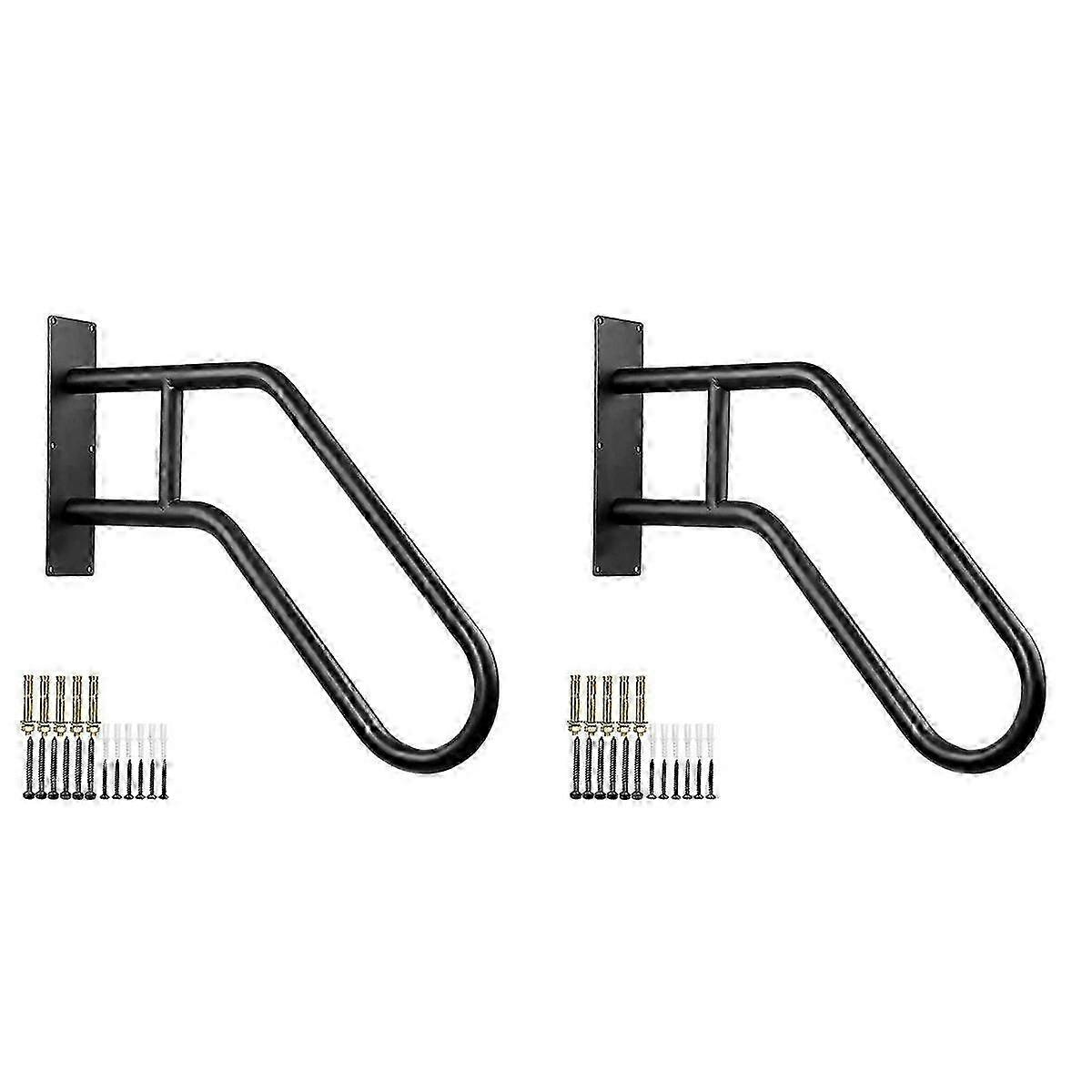 2X Secure Pipe Stair Handrails Staircase Handrails Iron for Wall Mount Stairs Indoors and Outdoor B