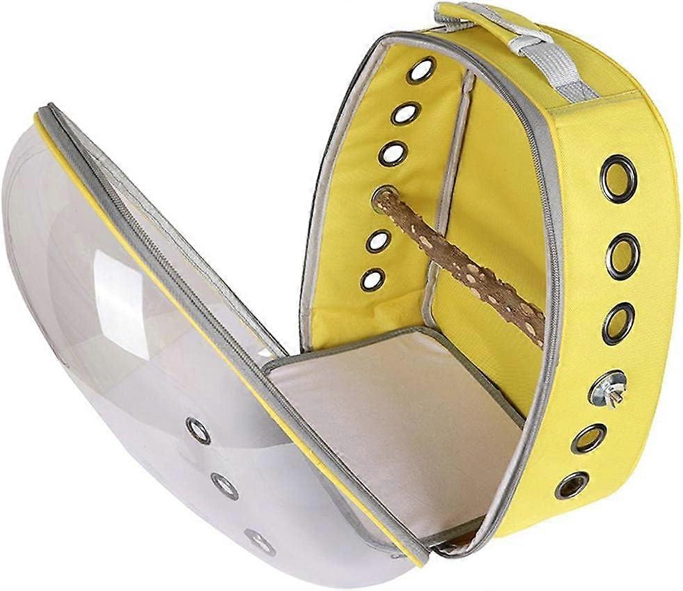 Pet Parrot Carrier Backpack with Standing Perch, Durable Travel Bird Bag, Space Capsule Design, Lightweight and Portable