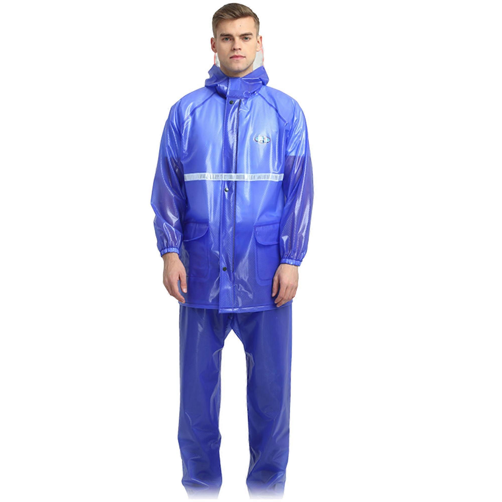 PVC Rain Suit, Men Women Reflective Jacket and Trousers with Removable Brim for Working, Motorcycle