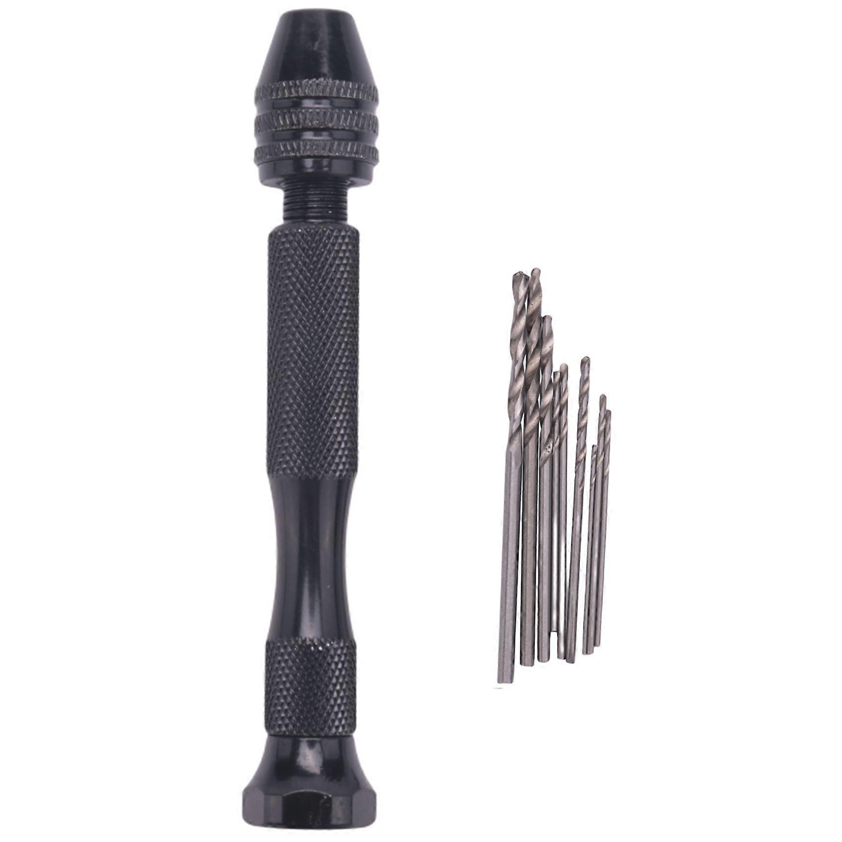 Mini Hand Drill,Precision Pin Vise Woodworking Hand Drill, miniature drill + 10pcs Mini Micro-Drill bit set with keyless Chuck, pearl hand drill