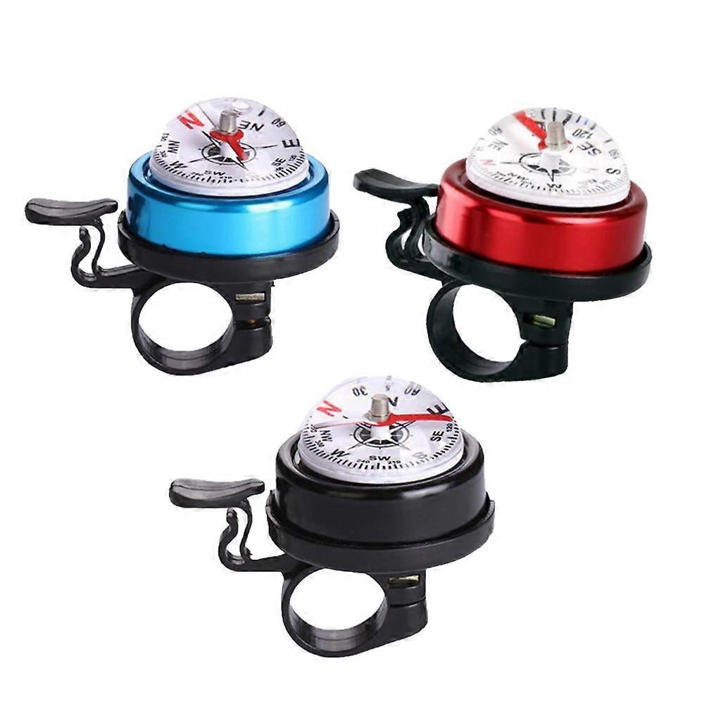 Bicycle Bell 3-Piece Set Mini Thumb Trigger Horn Loud Ring Handlebar Bell With Compass Navigator