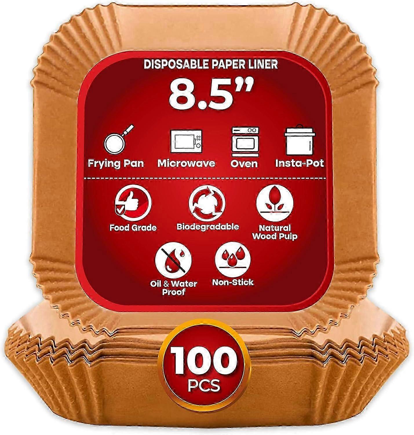 Air Fryer Liners Disposable Square Air Fryer Paper Liner 100Pcs Air Fryer Liner Non Stick Parchment PaperOil Waterproof Size 8.5