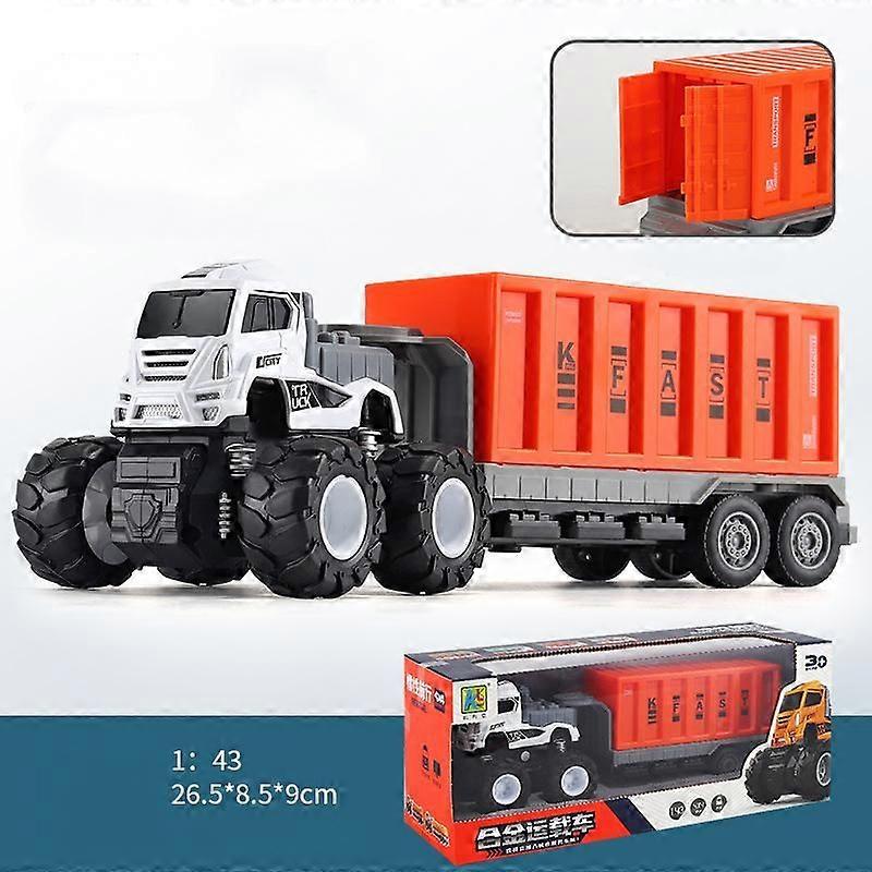 Alloy lelu auto inertia kontti auto traktori auto malli (1 pakkaus) (seospakkausauto (oranssi))