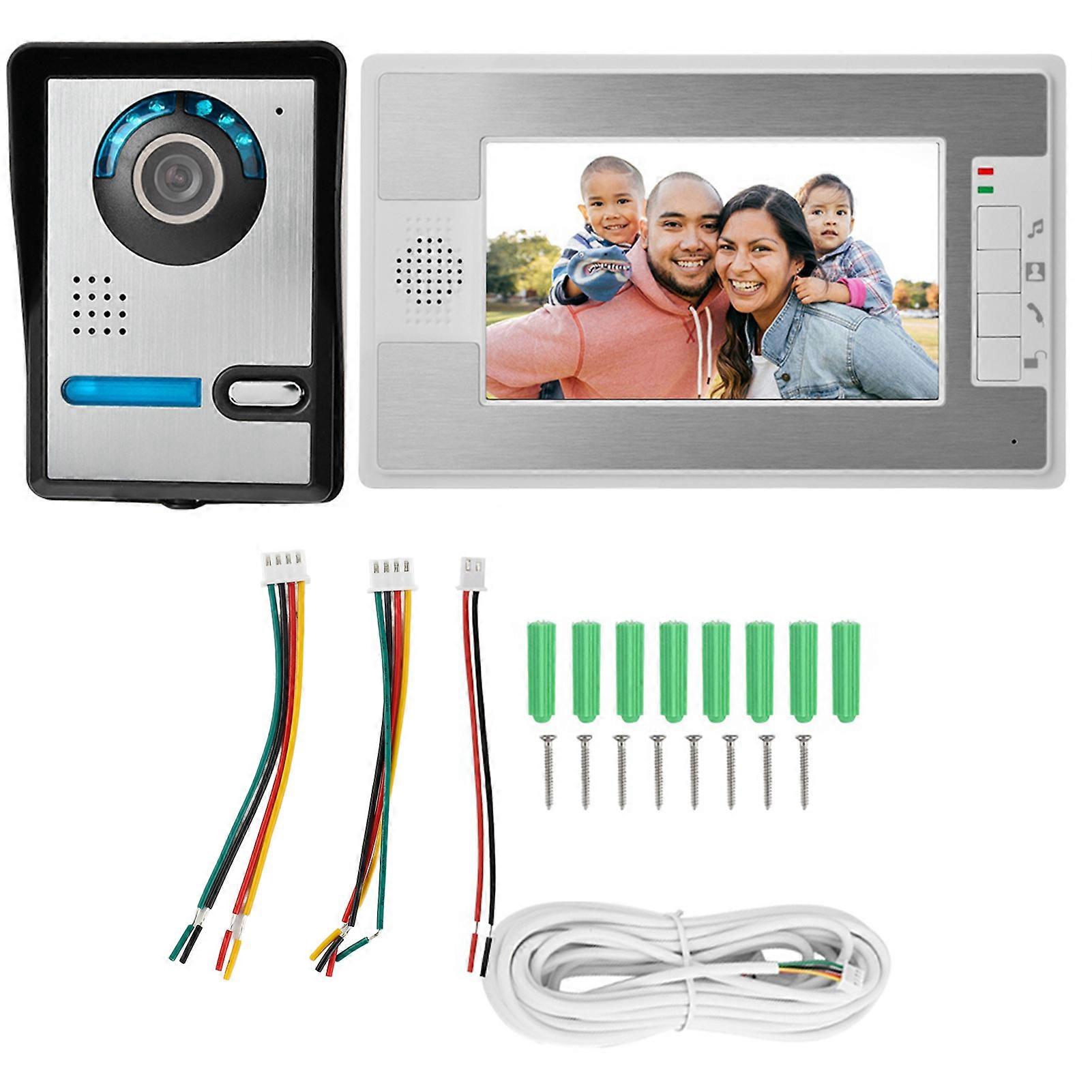 7" Infrared Night Vision Video Doorbell - Waterproof Intercom System with HD Screen