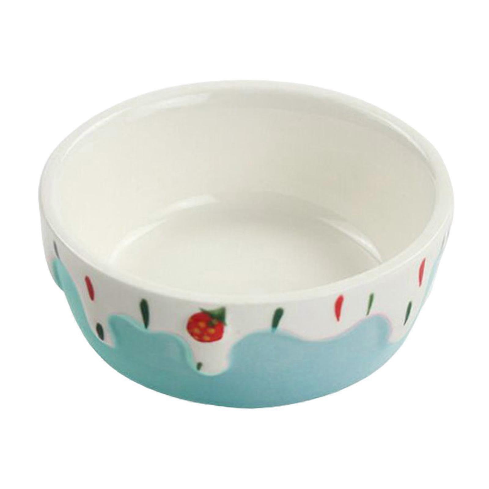 Pet Food Bowl for Small Animals, Blue Ceramic Dish for Hamsters, Rabbits, and Other Small Pets, 6-Inch Size