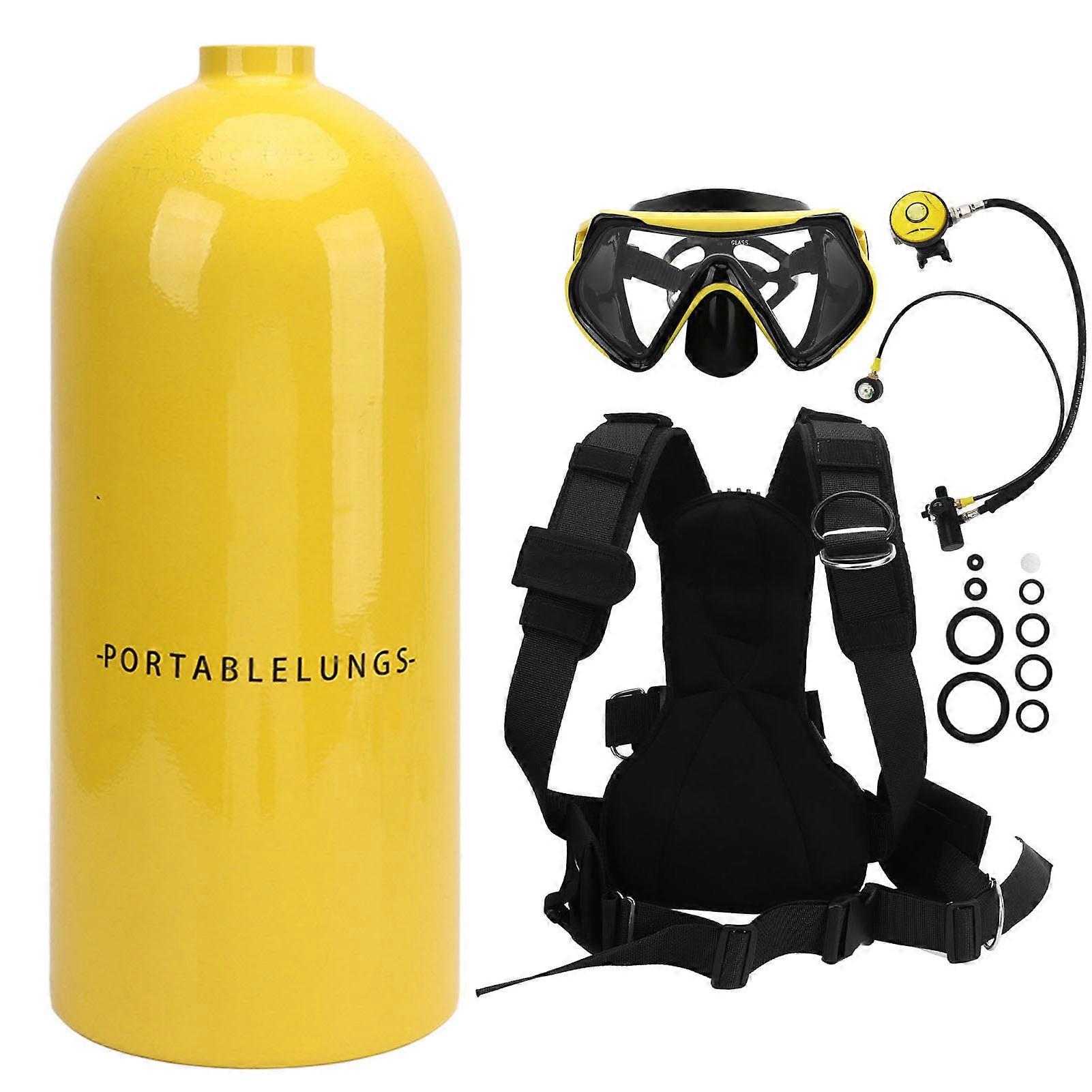 DIDEEP Scuba Diving Tank Kit Backup Air Diving Tanks Cylinder Underwater Oxygen Tank with Backpack Eyes Protector Yellow