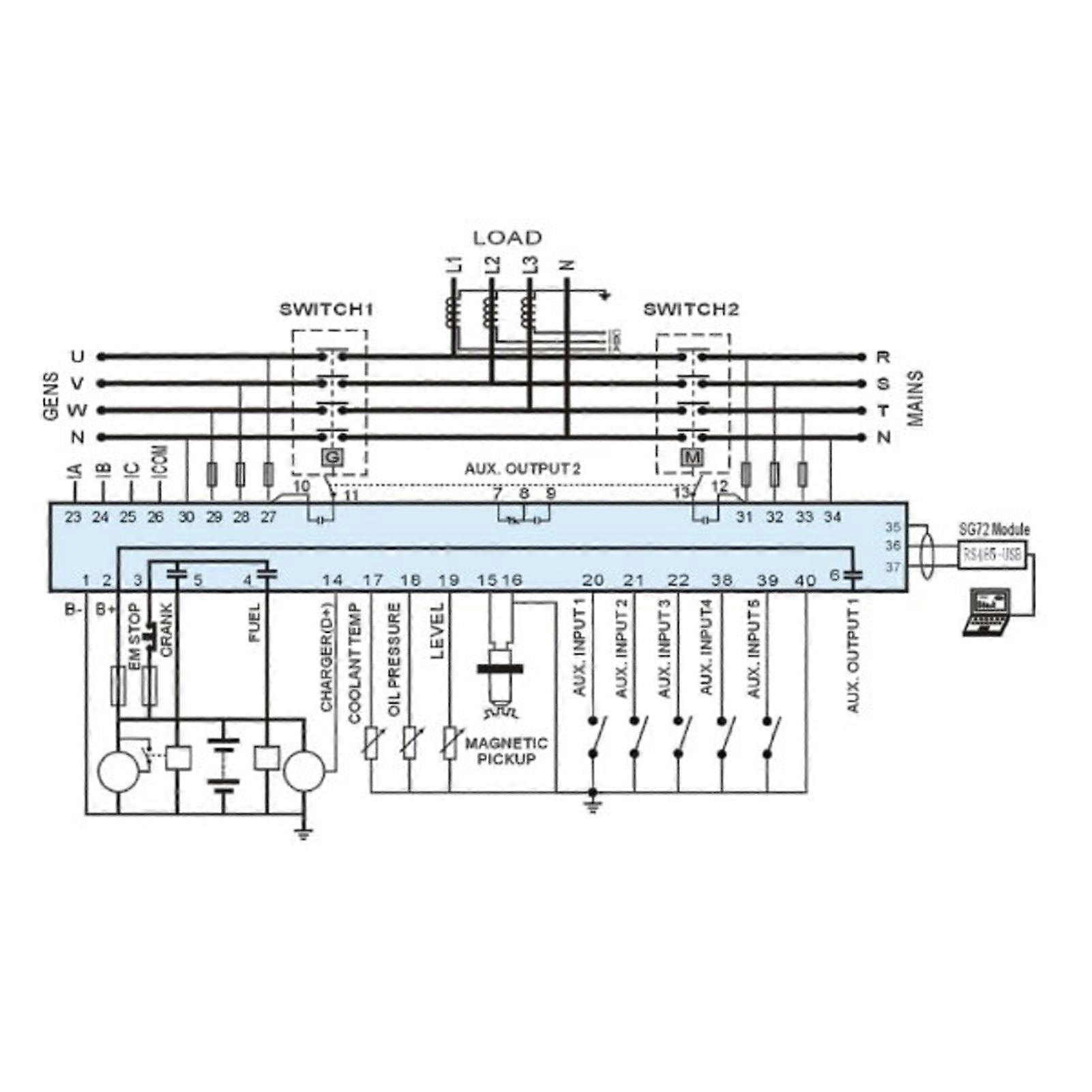 Diesel Generator Controller Automatic Start Detect Multiple Languages Genset Control Panel 15‑360V