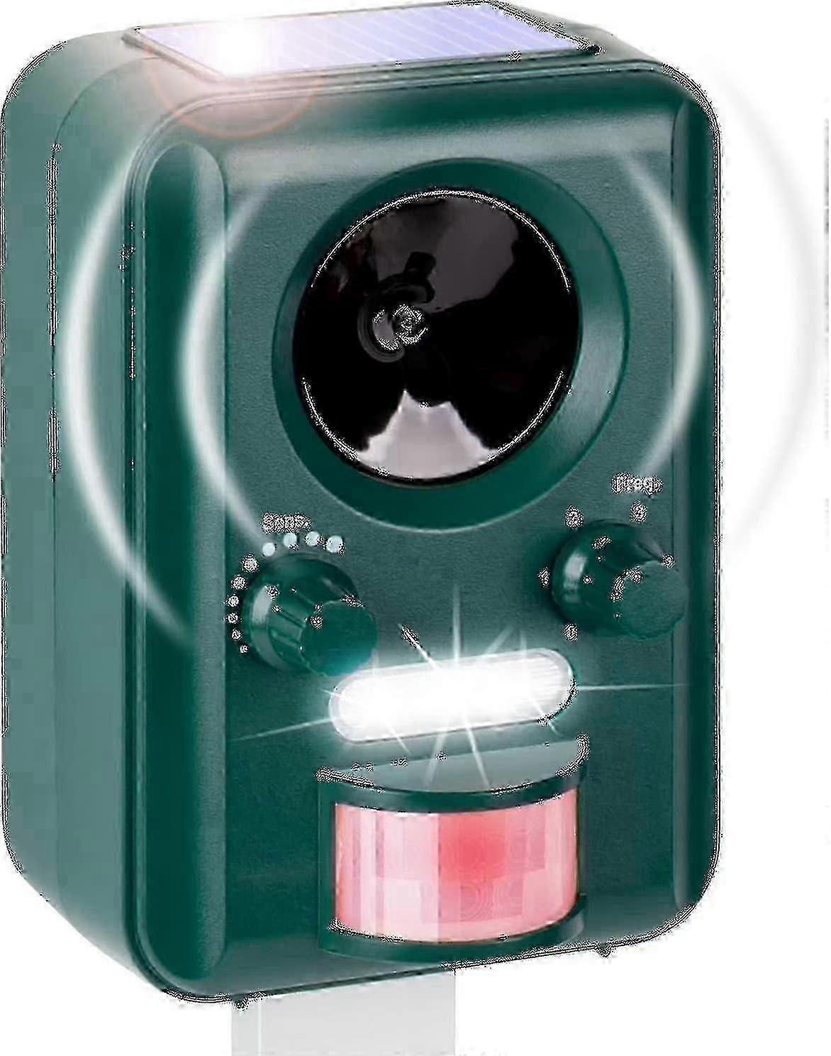 Ultrasonic Defense With Solar And Flash Operation Against Cats, Dogs, Martens, Anima