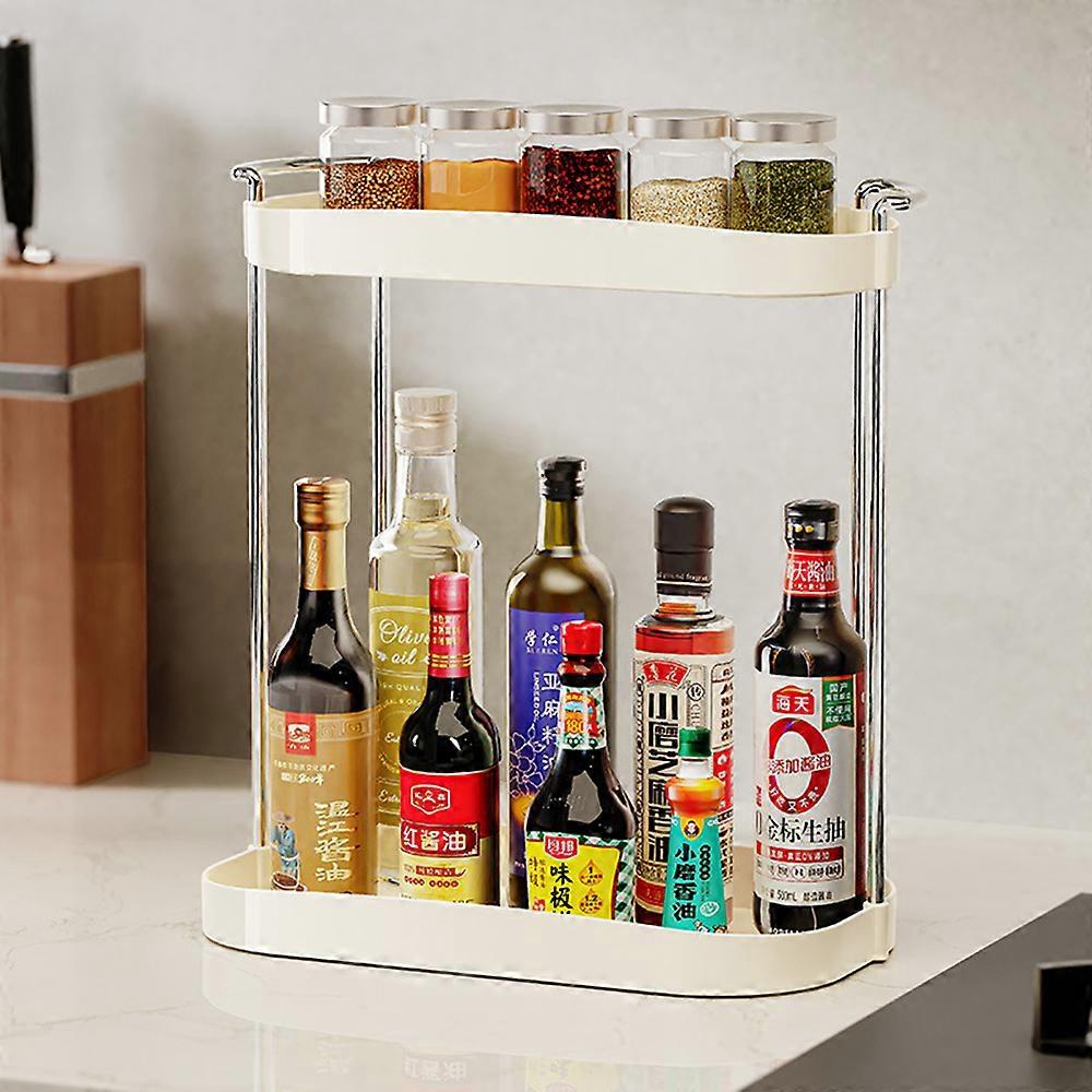 TKdaddy Kitchen Shelf Dual-Layer Storage Rack Kitchen Spice Countertop Organizer Dining Table Shelf