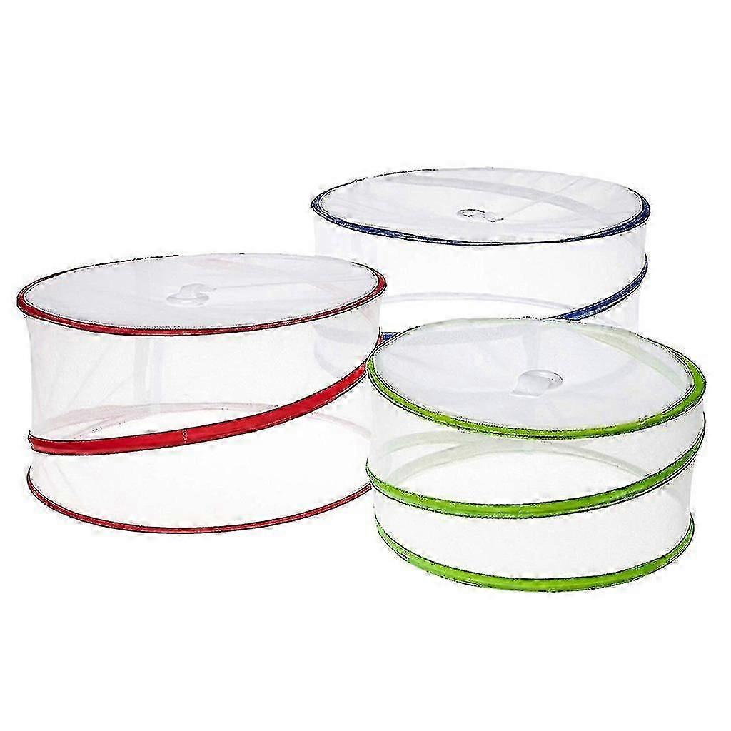 Capas de Alimentos Dobráveis para Cozinha ao Ar Livre, Rede de Protetores de Insetos (Pacote com 3)