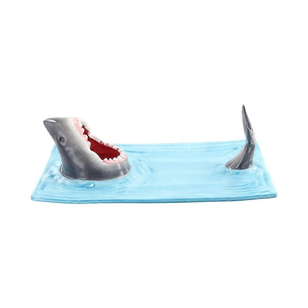 Navy blue (A) $ Japanese style internet celebrity seaside shark plate dumpling plate dining table kitchen decoration sushi plate