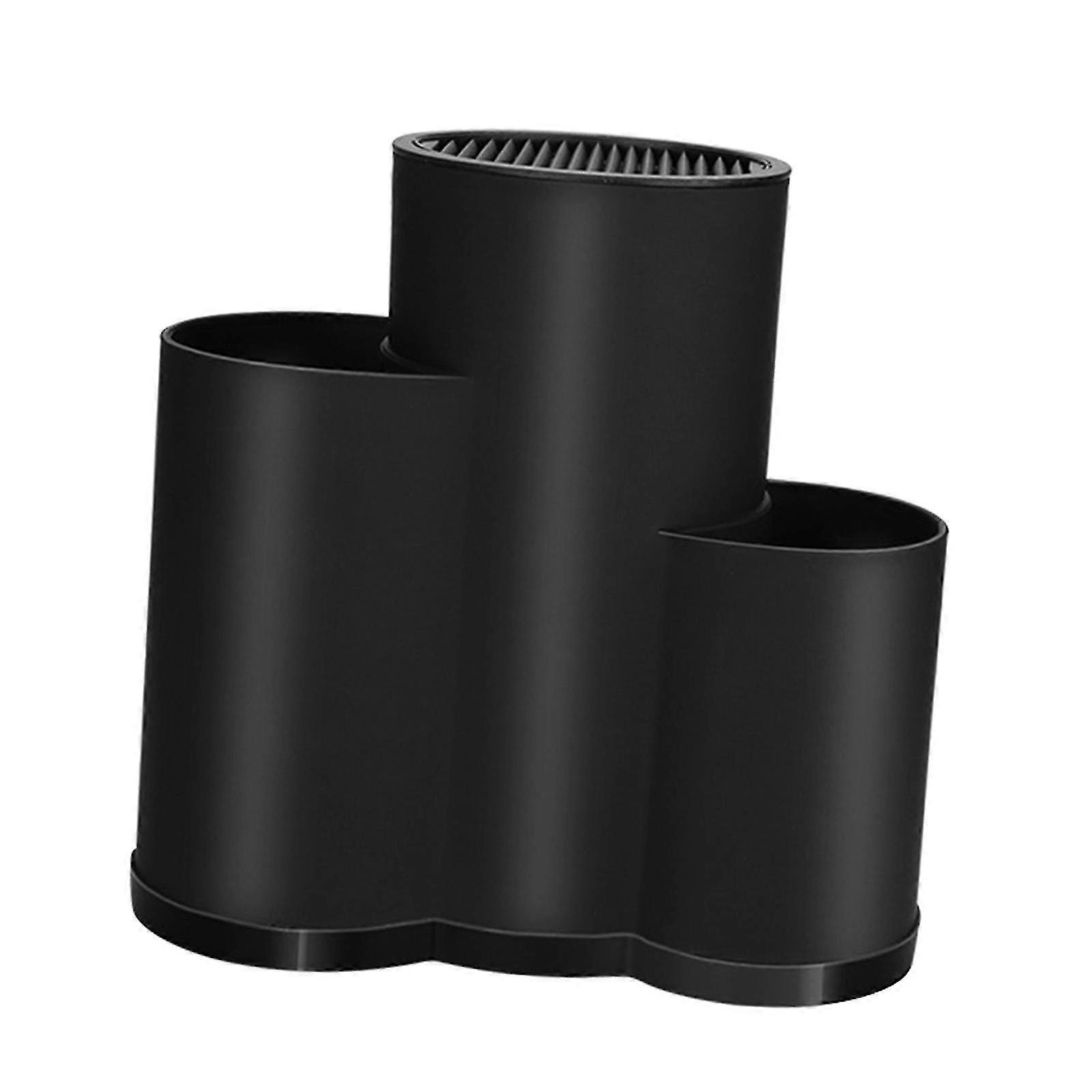 Sturdy Freestanding Flatware Holder for Knives with 3 Slots - Space-Saving Design in Black for Kitchen Use