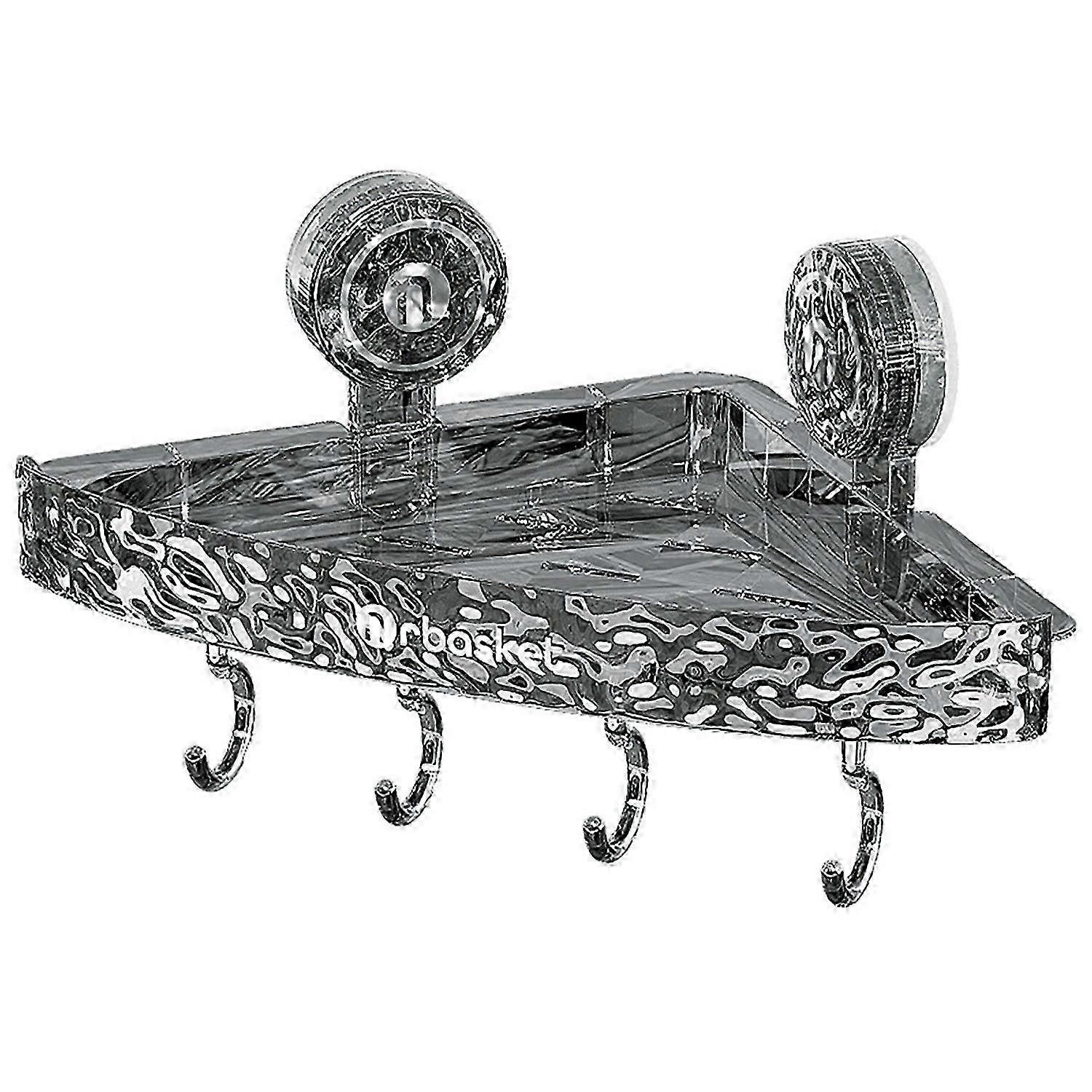 Storage Rack Triangle Shape Suction Cup Shower Caddy Quick Drainage Storage Shelf for Bathroom